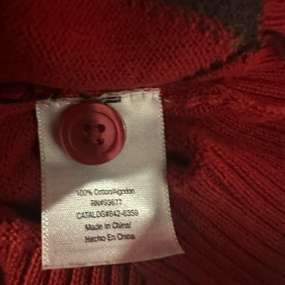 St. John's Bay Red and Gray Argyle Cardigan - Picture 5 of 5